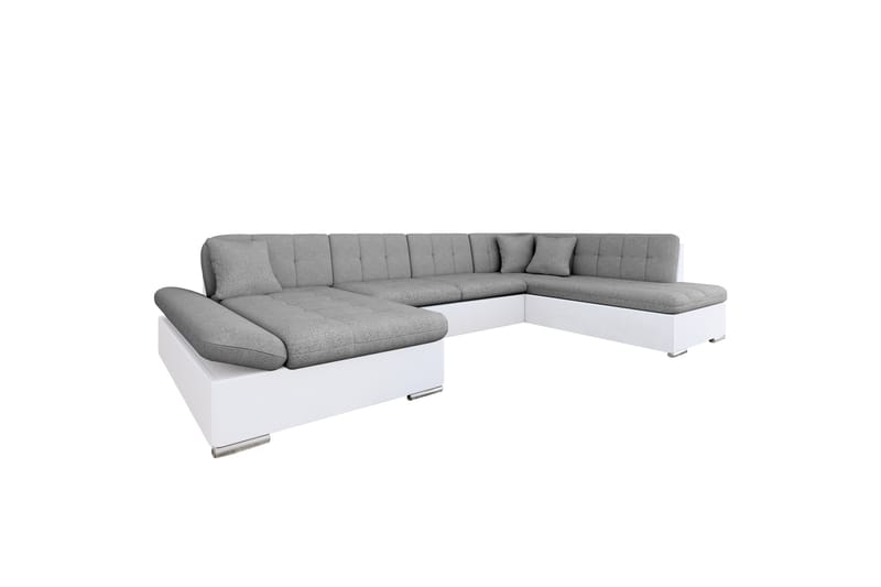 Zumar Sovesofa med Sjeselong og Dobbel Sjeselong 4-seter i Kunstlær - Hvit / Grå - Møbler - Sofaer - Sovesofaer