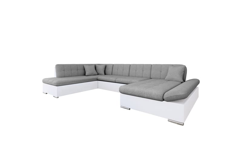 Zumar Sovesofa med Sjeselong og Dobbel Sjeselong 4-seter i Kunstlær, Hvit / Grå