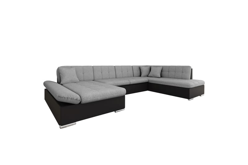 Zumar Sovesofa med Sjeselong og Dobbel Sjeselong 4-seter i Kunstlær - Svart / Grå - Møbler - Sofaer - Sovesofaer