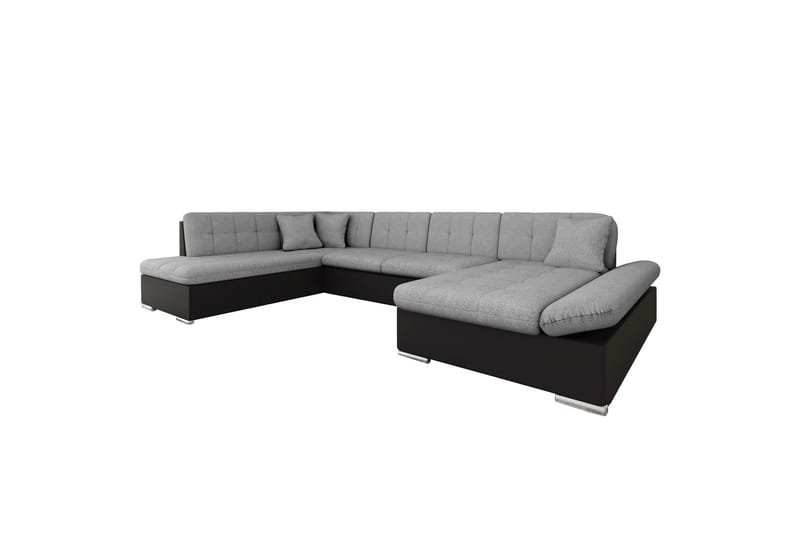 Zumar Sovesofa med Sjeselong og Dobbel Sjeselong 4-seter i Kunstlær - Svart / Grå - Møbler - Sofaer - Sovesofaer