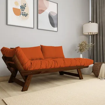 Zylar 2-seters Sovesofa - Brun/Oransje - Møbler - Sofaer - Sovesofaer