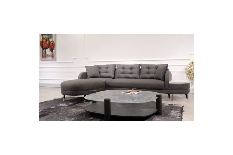Sufian 3-seters sofa med Divan - Antrasitt - Møbler - Sofaer - Sofa med sjeselong