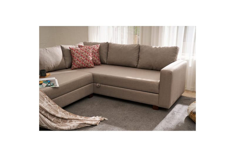 Sufian Hjørne sovesofa 4 seter - Beige - Møbler - Sofaer - Sovesofaer
