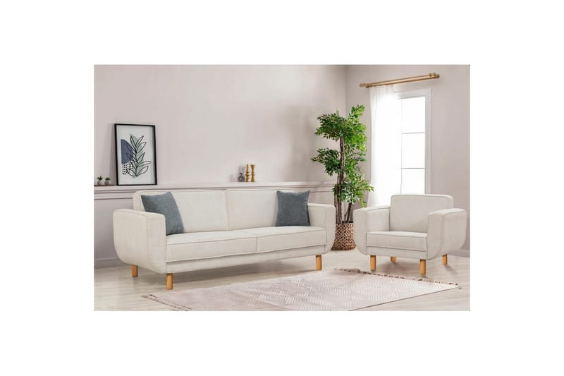 Sufian Sofasett 3-seter - Brun/Cremehvit - Møbler - Sofaer - Sofagrupper
