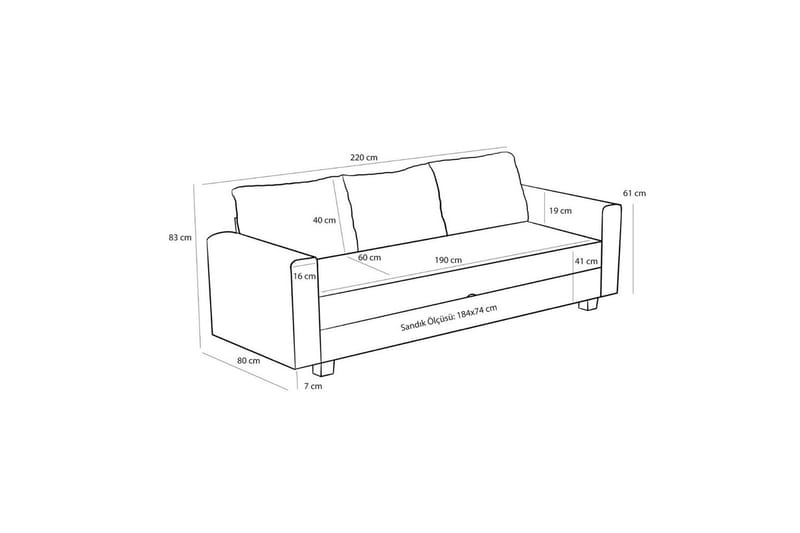 Sufian Sovesofa 3-sits - Grå - Møbler - Sofaer - Sovesofaer