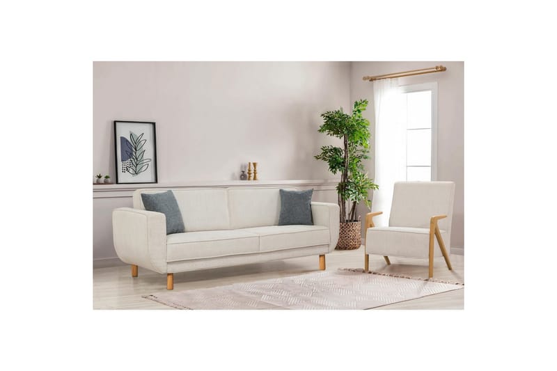 Sufian Sovesofa 3-sits - Ivory/Mellomfarget tre - Møbler - Sofaer - Sovesofaer