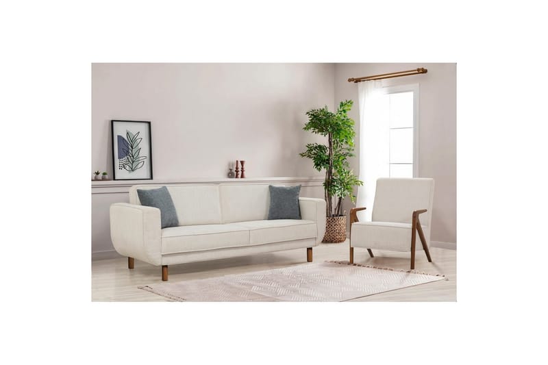 Sufian Sovesofa 3-sits - Mellomfarget tre/Cremehvit - Møbler - Sofaer - Sovesofaer