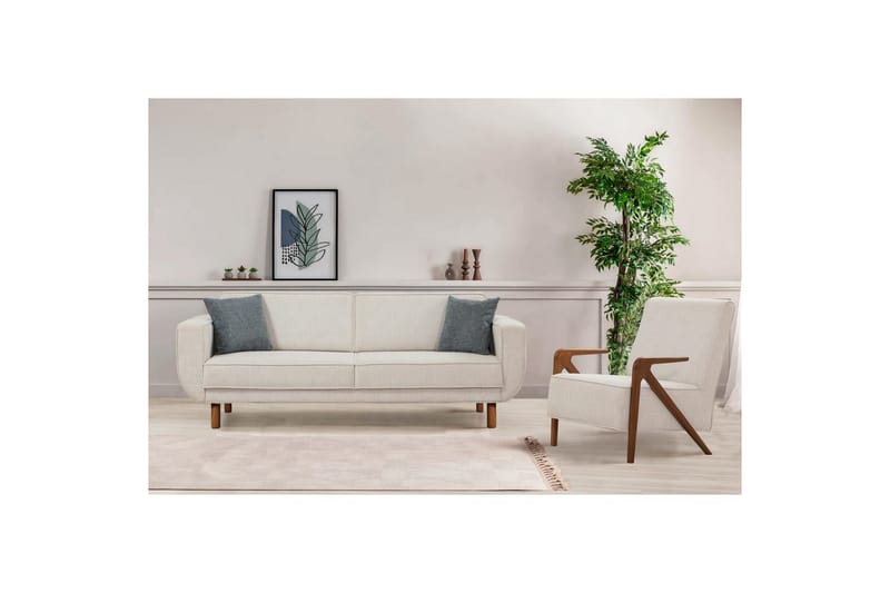 Sufian Sovesofa 3-sits - Mellomfarget tre/Cremehvit - Møbler - Sofaer - Sovesofaer