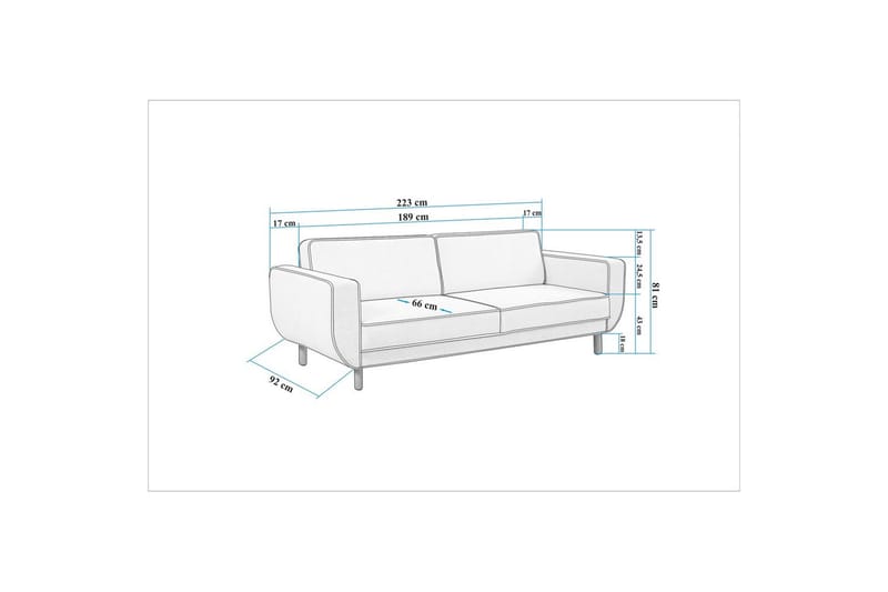 Sufian Sovesofa 3-sits - Mellomfarget tre/Grå - Møbler - Sofaer - Sovesofaer