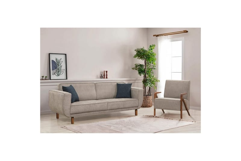Sufian Sovesofa 3-sits - Mellomfarget tre/Grå - Møbler - Sofaer - Sovesofaer