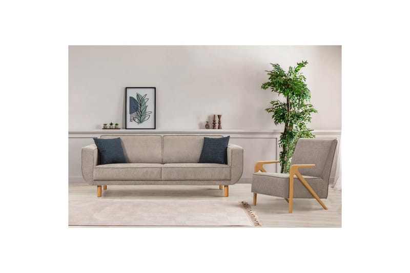 Sufian Sovesofa 3-sits - Mellomfarget tre/Grå - Møbler - Sofaer - Sovesofaer