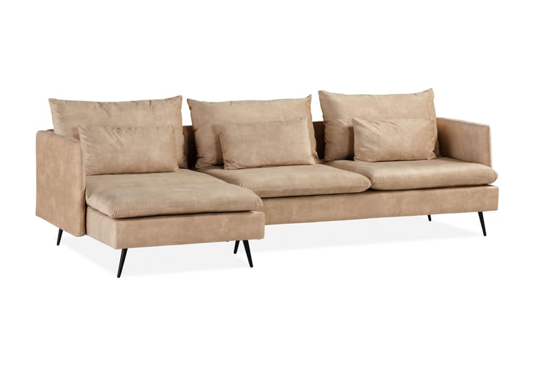 Svartvik Sjeselongsofa i fløyel - Dyp sofa med sjeselong - Vendbar - Beige - Møbler - Sofaer - Sofa med sjeselong