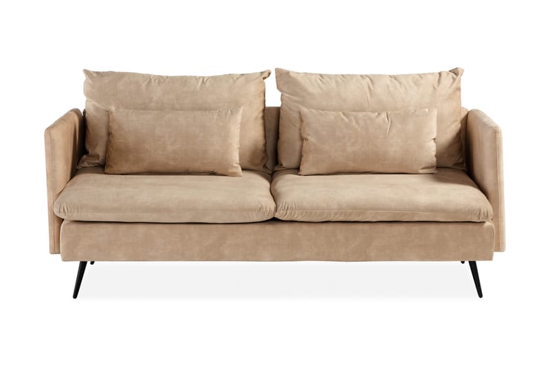 Svartvik Skjønn 3-seter Dyp sofa i fløyel - Beige - Møbler - Sofaer - Sofa 3 seter