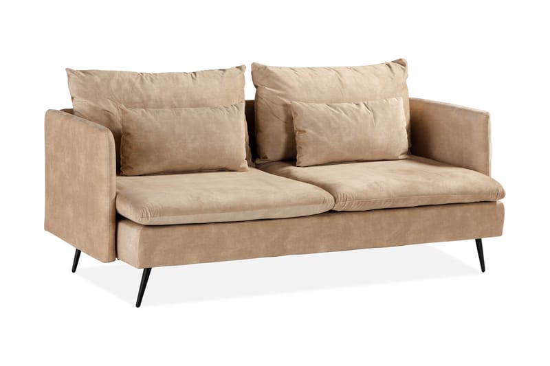 Svartvik Skjønn 3-seter Dyp sofa i fløyel - Beige - Møbler - Sofaer - Sofa 3 seter