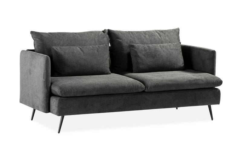 Svartvik Skjønn 3-seter Dyp sofa i fløyel - Grå - Møbler - Sofaer - Sofa 3 seter