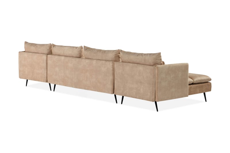 Svartvik U-Sofa i Fløyel - Dyp dobbel sjeselongsofa - Beige - Møbler - Sofaer - U-sofa