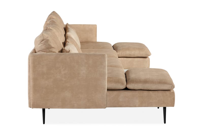 Svartvik U-Sofa i Fløyel - Dyp dobbel sjeselongsofa - Beige - Møbler - Sofaer - U-sofa