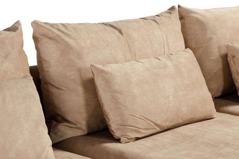 Svartvik U-Sofa i Fløyel - Dyp dobbel sjeselongsofa - Beige - Møbler - Sofaer - U-sofa