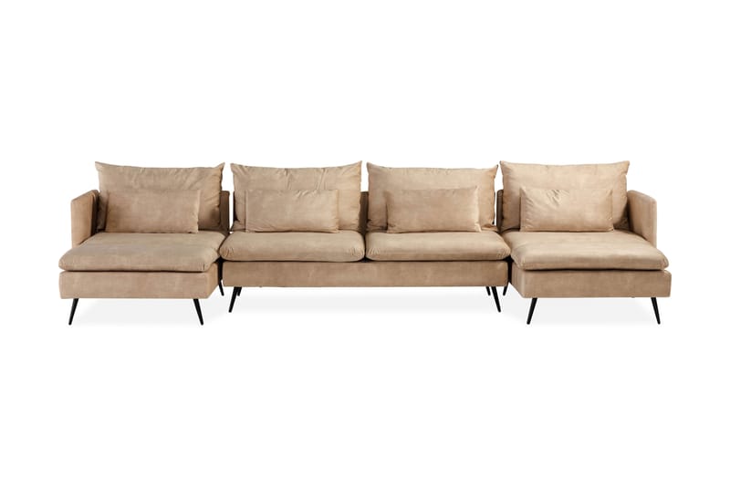 Svartvik U-Sofa i Fløyel - Dyp dobbel sjeselongsofa - Beige - Møbler - Sofaer - U-sofa