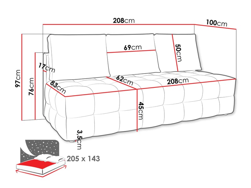 Talvar 3-seters sovesofa - beige - Møbler - Sofaer - Sovesofaer