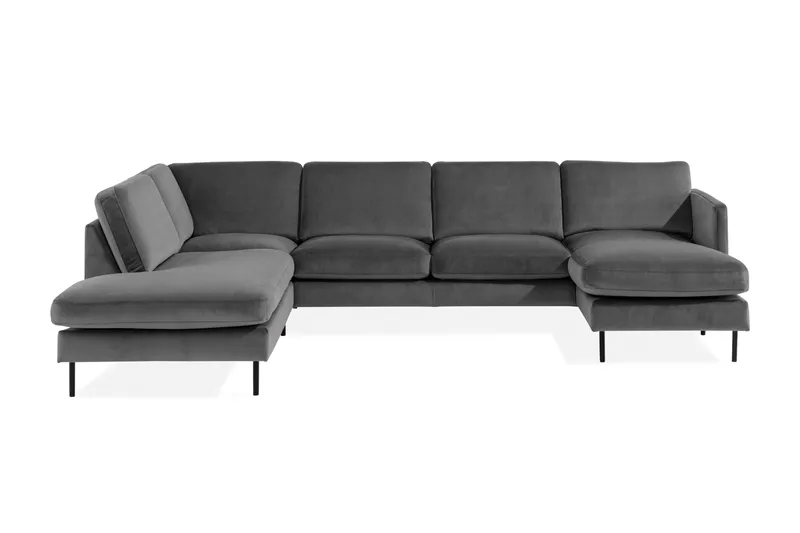 Teodin U-sofa med Divan Fløyel Høyre, Lysegrå