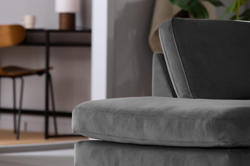 Teodin U-sofa med Divan Fløyel Høyre - Lysegrå - Møbler - Sofaer - U-sofa