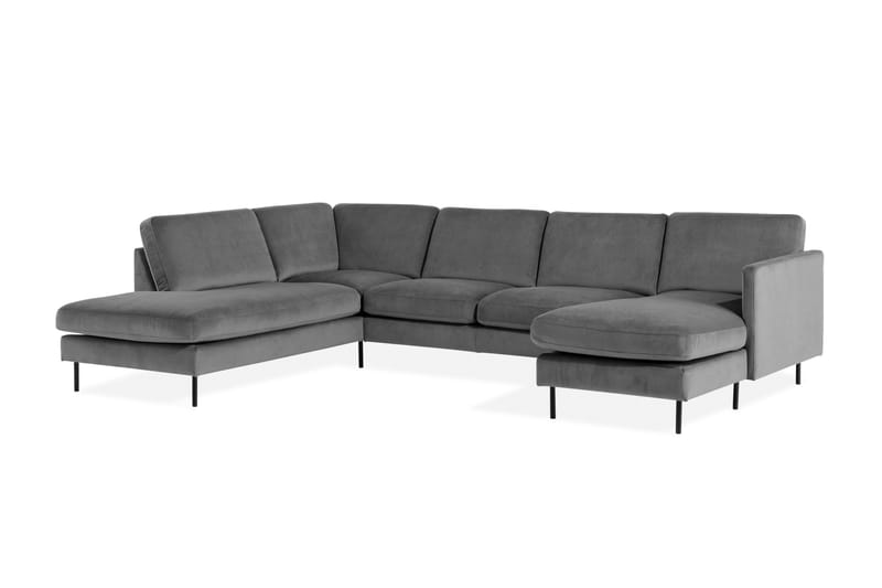 Teodin U-sofa med Divan Fløyel Høyre - Lysegrå - Møbler - Sofaer - U-sofa