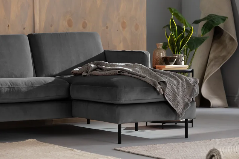 Teodin U-sofa med Divan Fløyel Høyre - Lysegrå - Møbler - Sofaer - U-sofa
