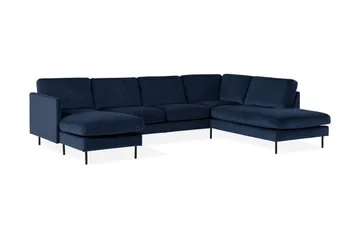 Teodin U-sofa med Divan Fløyel Venstre - Blå - Møbler - Sofaer - Fløyel sofaer