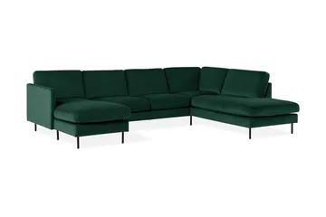 Teodin U-sofa med Divan Fløyel Venstre - Grønn - Møbler - Sofaer - Fløyel sofaer