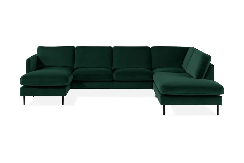 Teodin U-sofa med Divan Fløyel Venstre, Grønn
