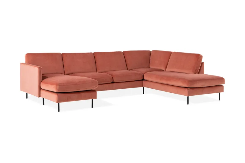 Teodin U-sofa med Divan Fløyel Venstre - Rosa - Møbler - Sofaer - U-sofa