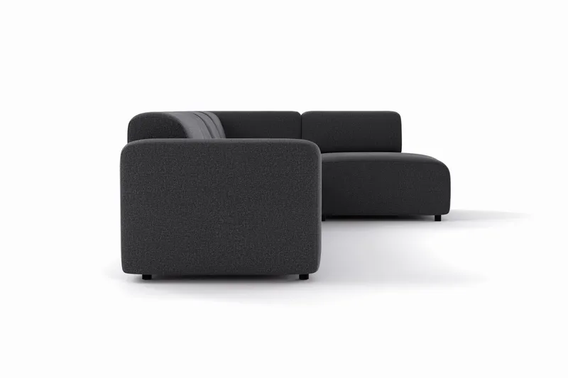 Torvasen 5-seters sofa med divan høyre i stoff - Svart - Møbler - Sofaer - Sofa med sjeselong