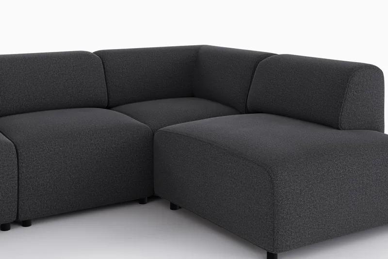Torvasen 5-seters sofa med divan høyre i stoff - Svart - Møbler - Sofaer - Sofa med sjeselong