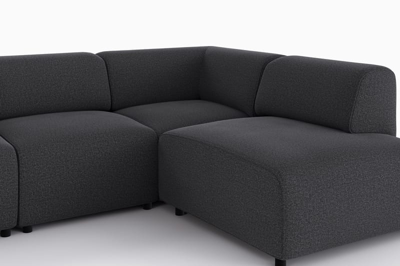 Torvasen 5-seters sofa med divan høyre i stoff - Svart - Møbler - Sofaer - Sofa med sjeselong
