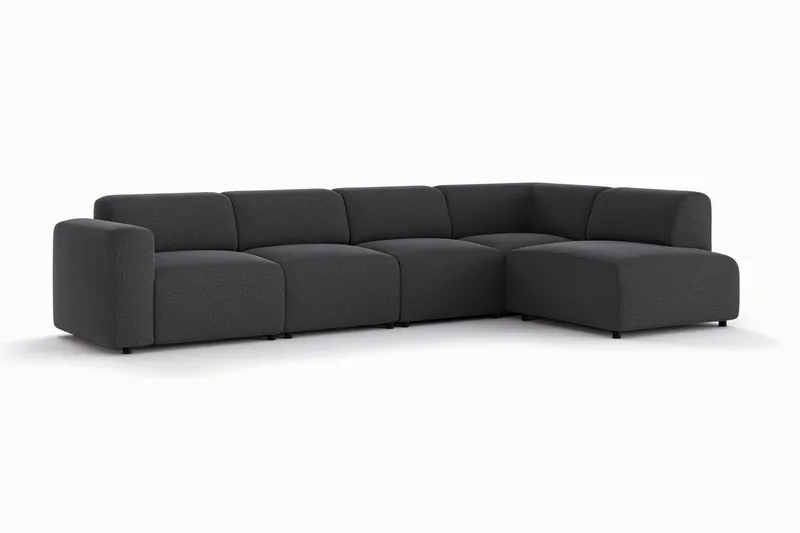 Torvasen 5-seters sofa med divan høyre i stoff - Svart - Møbler - Sofaer - Sofa med sjeselong