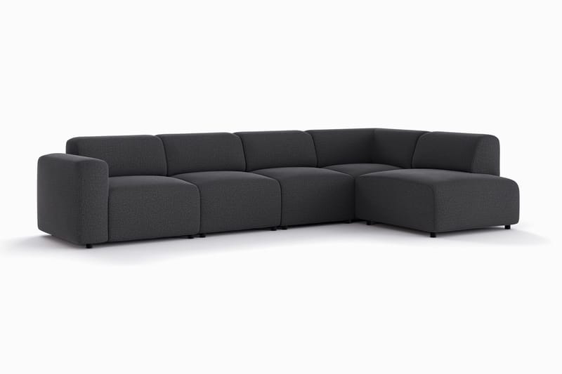 Torvasen 5-seters sofa med divan høyre i stoff - Svart - Møbler - Sofaer - Sofa med sjeselong