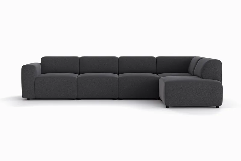 Torvasen 5-seters sofa med divan høyre i stoff - Svart - Møbler - Sofaer - Sofa med sjeselong