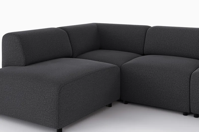 Torvasen 5-seters sofa med divan venstre i stoff - Svart - Møbler - Sofaer - Sofa med sjeselong