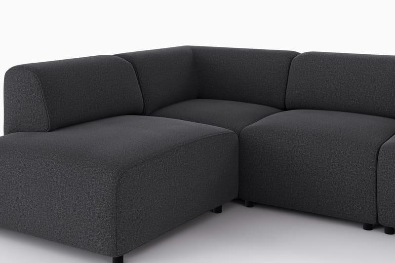 Torvasen 5-seters sofa med divan venstre i stoff - Svart - Møbler - Sofaer - Sofa med sjeselong