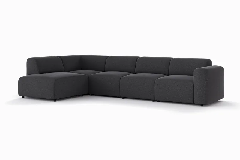 Torvasen 5-seters sofa med divan venstre i stoff - Svart - Møbler - Sofaer - Sofa med sjeselong