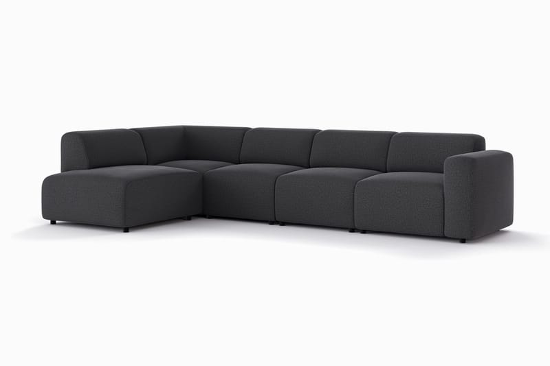 Torvasen 5-seters sofa med divan venstre i stoff - Svart - Møbler - Sofaer - Sofa med sjeselong