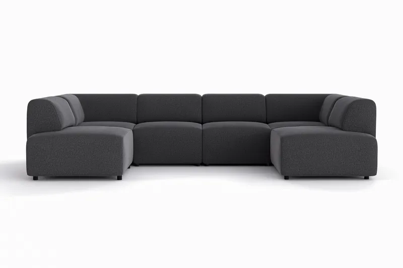 Torvasen 6-seters sofa med dobbeldivan i stoff - Svart - Møbler - Sofaer - U-sofa