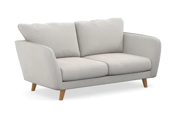 Trend Lyx 2-seter Sofa med Utsvungne Armlener i Fløyel med Trebein - Hvit - Møbler - Sofaer - Fløyel sofaer