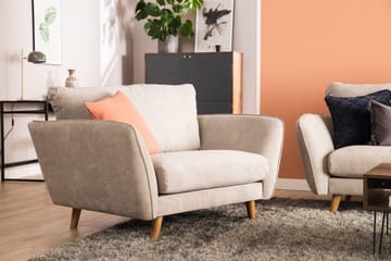Trend Lyx 2-seter Sofa med Utsvungne Armlener i Stoff med Trebein - Beige - Møbler - Sofaer - 2 seter sofa