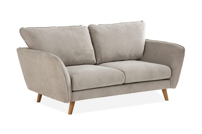 Trend Lyx 2-seter Sofa med Utsvungne Armlener i Stoff med Trebein - Beige - Møbler - Sofaer - 2 seter sofa