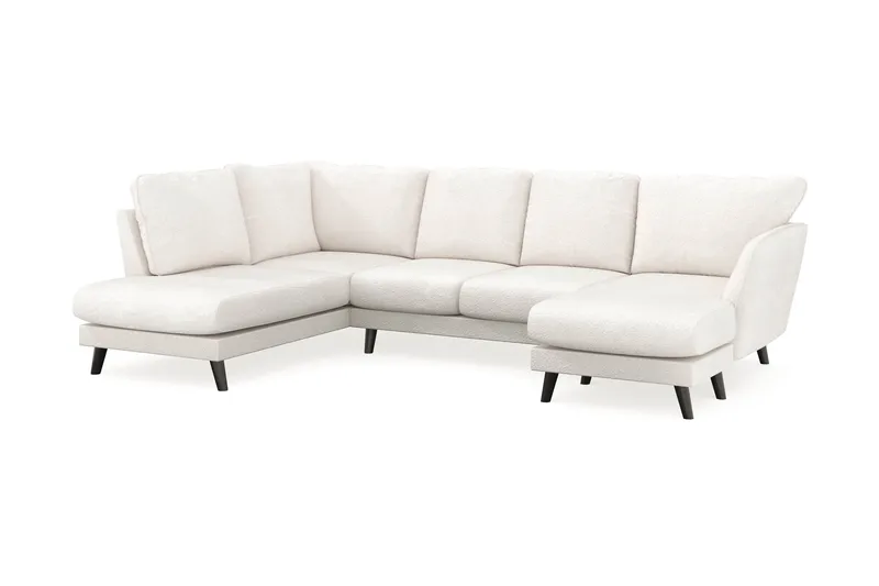 Trend Lyx 4-seters Høyrevendt U-formet Sofa med Divan og Sjeselong i Bouclé - Hvit - Møbler - Sofaer - U-sofa