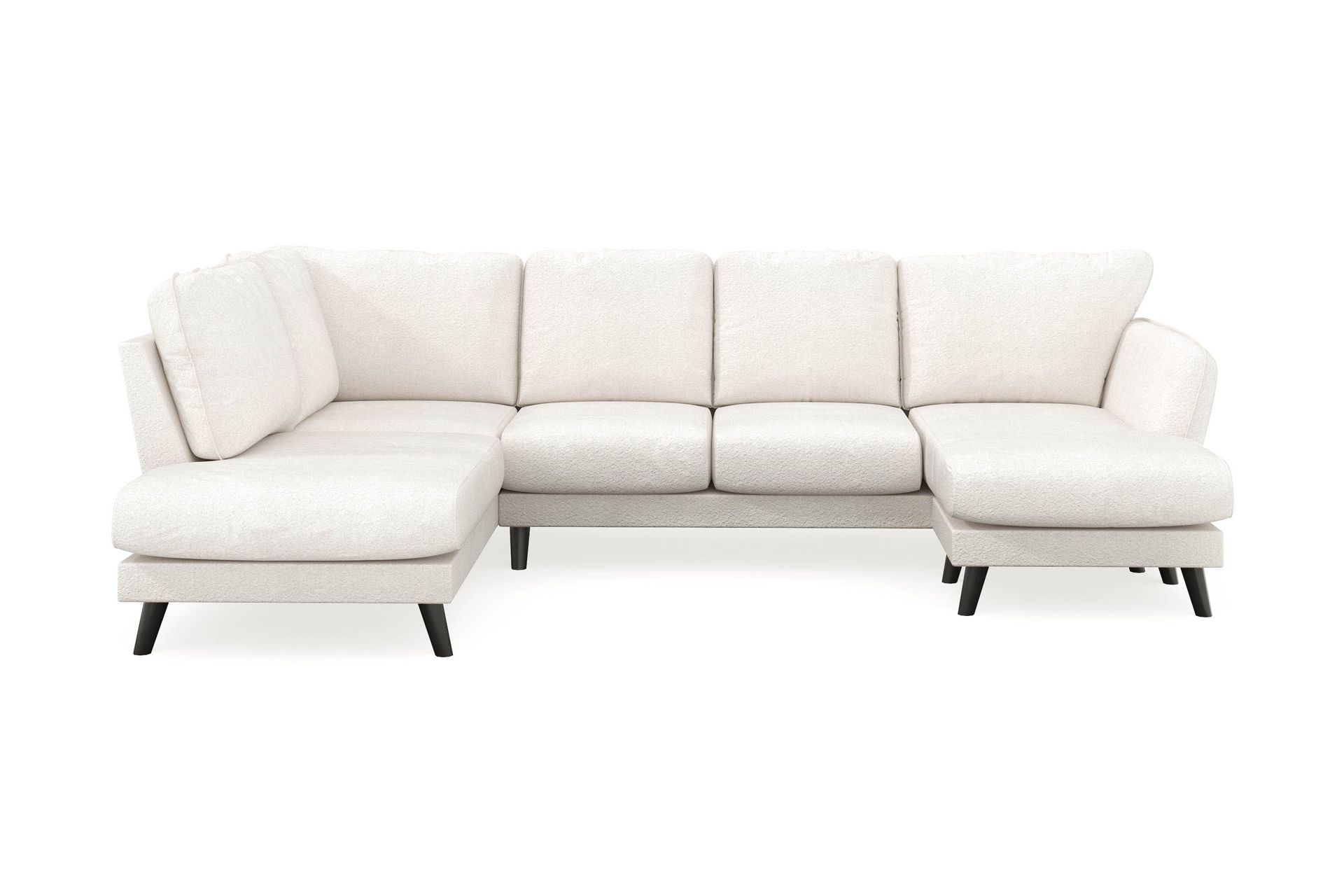 Trend Lyx 4-seters Høyrevendt U-formet Sofa med Divan og Sjeselong i Bouclé - Hvit