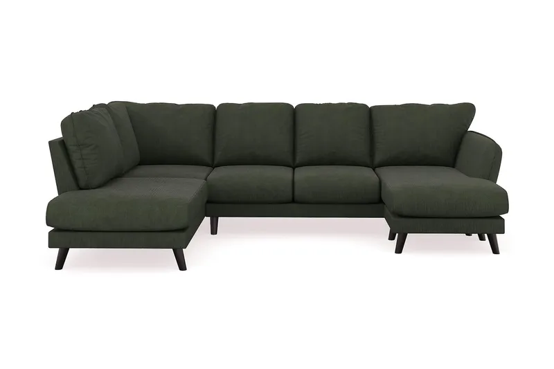 Trend Lyx 4-seters Høyrevendt U-formet Sofa med Divan og Sjeselong i Manchester, Mørkegrønn