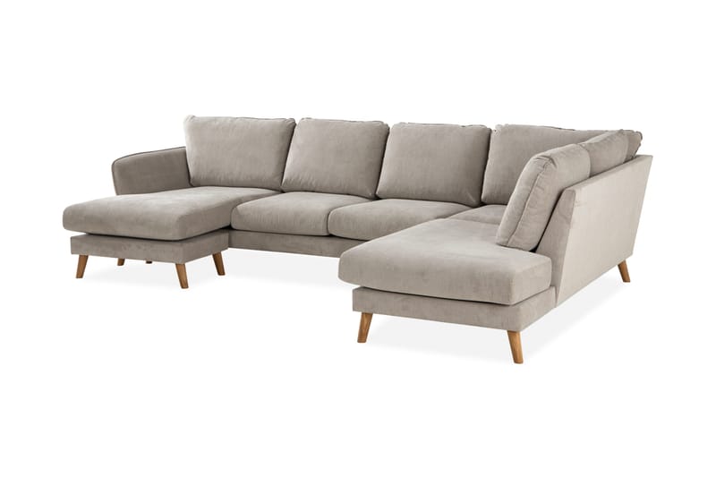 Trend Lyx 4-seters Høyrevendt U-formet Sofa med Divan og Sjeselong i Stoff - Beige - Møbler - Sofaer - U-sofa